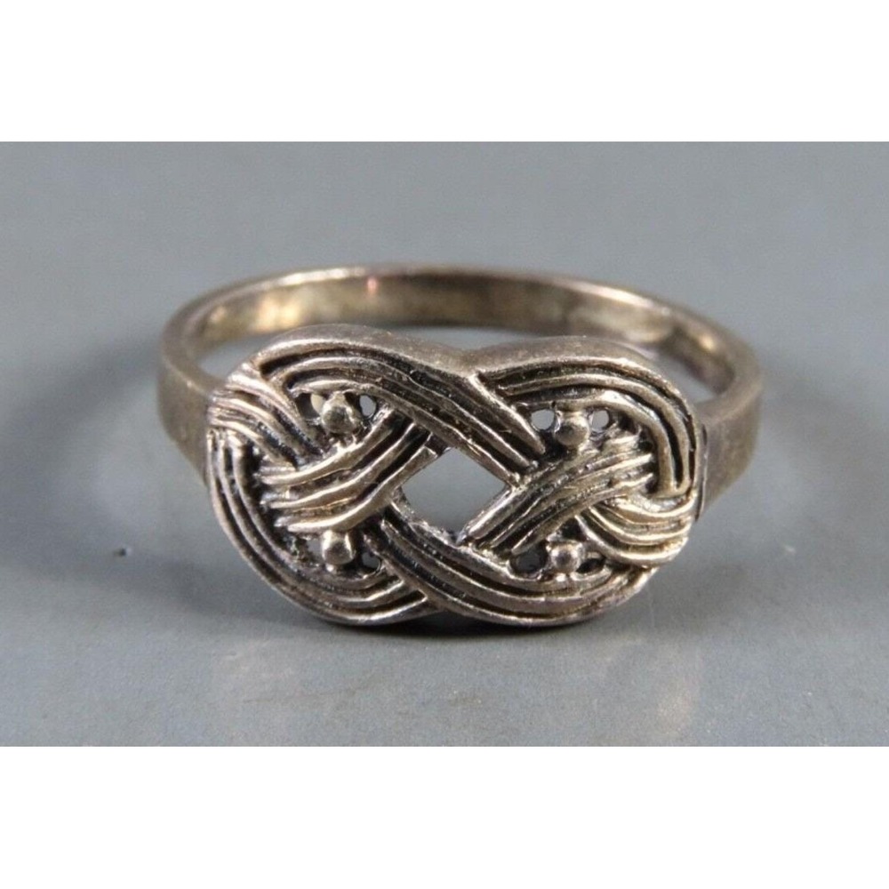 STERLING SILVER RING Celtic Style Knot Pretzel Knot Infinity Figure-8 Vintage 7
